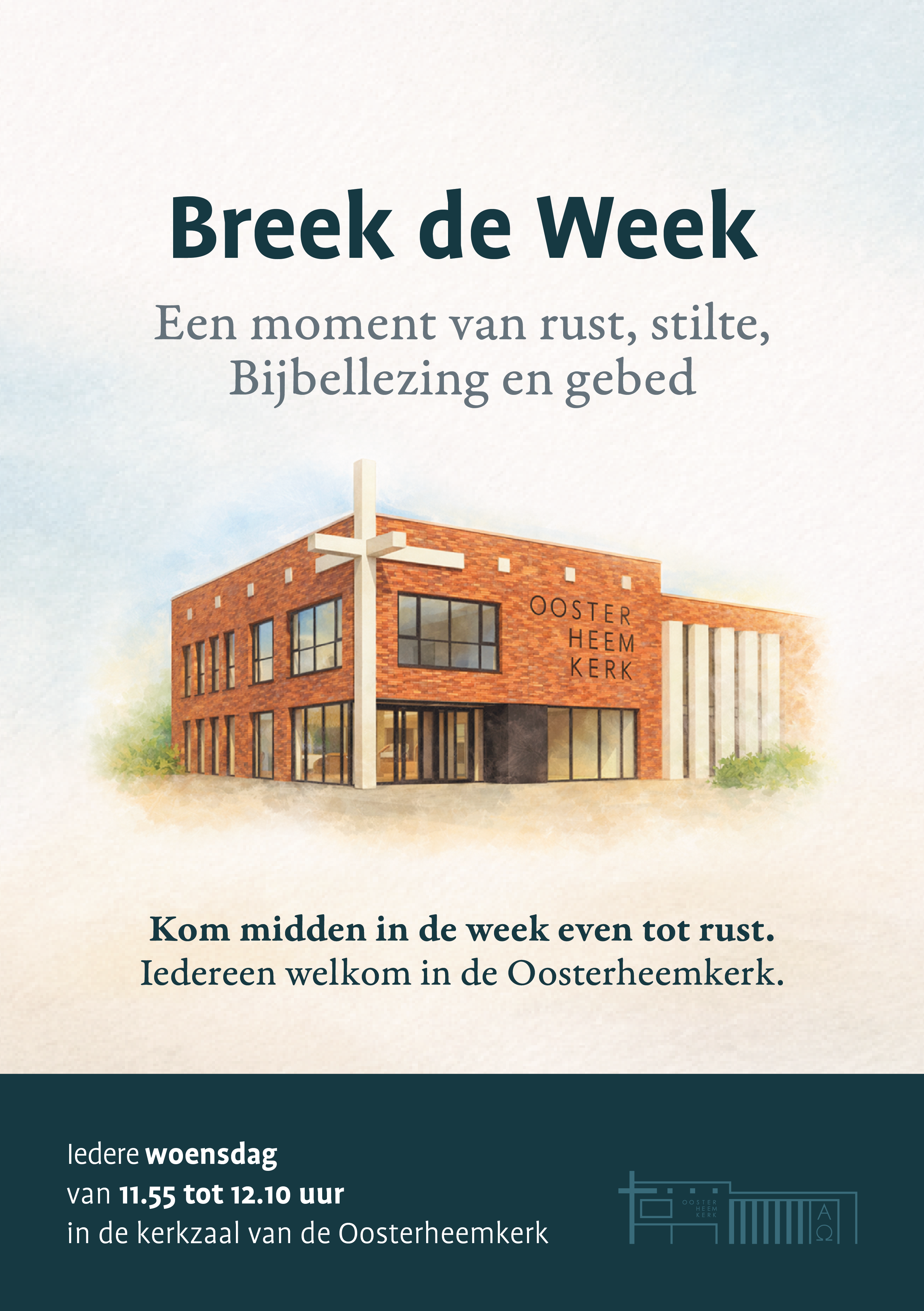 Breek de week viering, flyer | Elke woensdagochtend